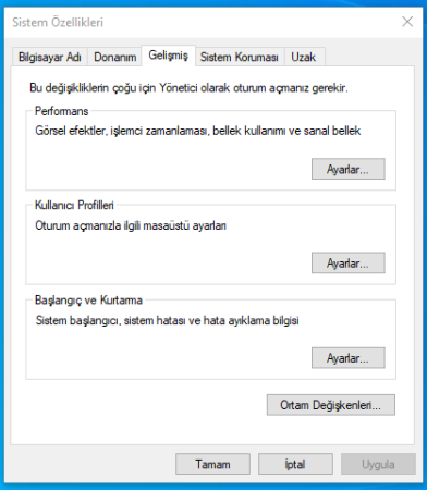 Windows Ortam Değişkenleri